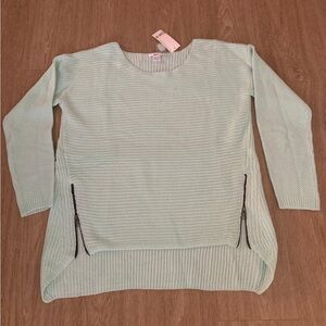 Bar III Light Green Women's Sweater with Zipper Accents